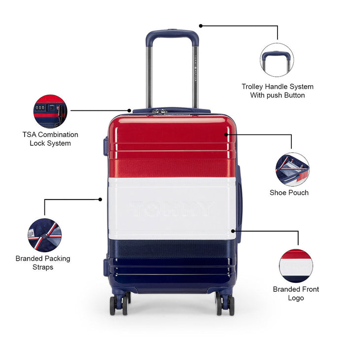 Tommy Hilfiger Triton Plus Unisex ABS Hard Luggage Red & blue