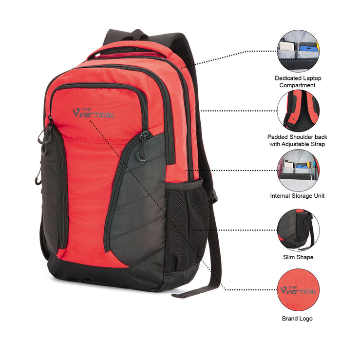 The Vertical Journey Laptop Backpack Red