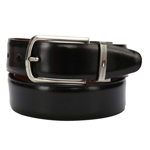 Tommy Hilfiger Carlson Mens Reversible Leather Belt Black + Tan Small Size