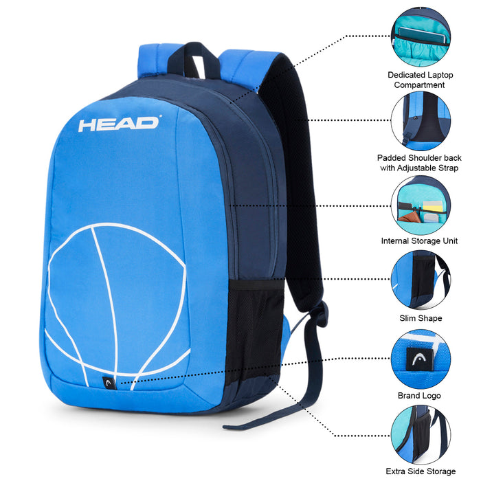 Head Dribble Laptop Backpack Light Blue 14 Inch