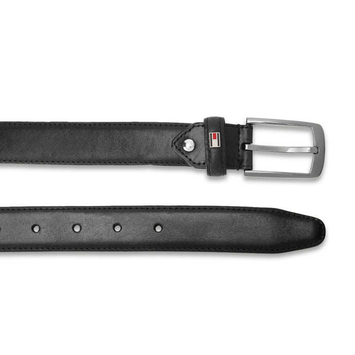 Tommy Hilfiger Flockton Leather Belt Black Small Size