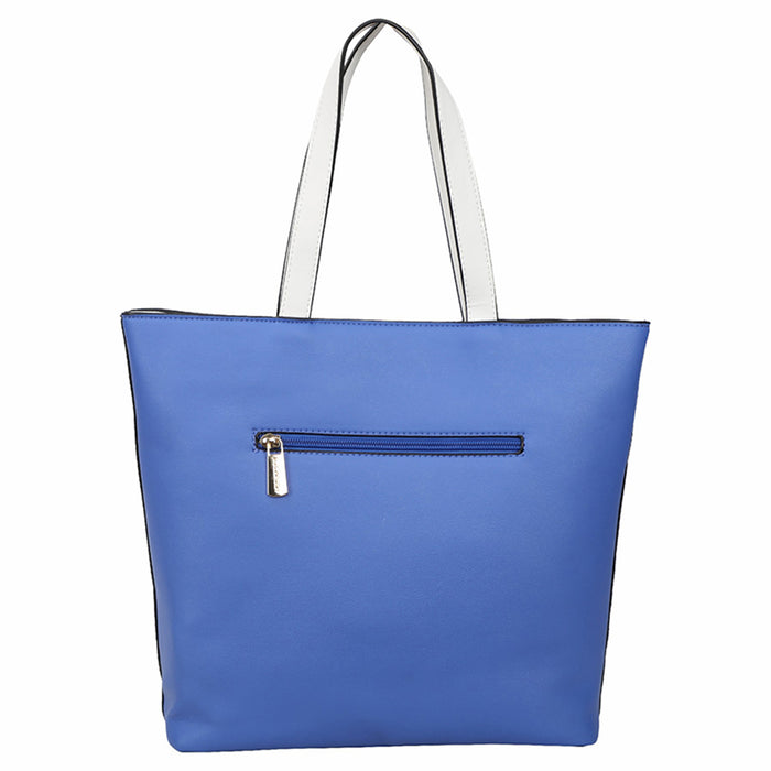 Sugarush Spinol Womens Vegan Leather Printed Tote Bag Blue