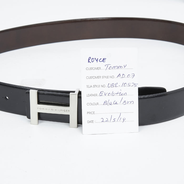 Tommy Hilfiger Royce Mens Leather Reversible Belt Black + Brown Medium Size