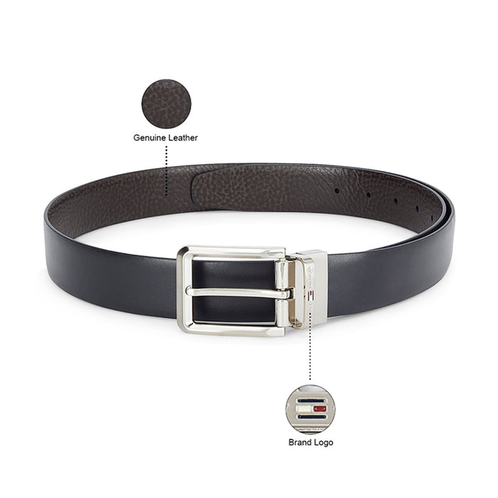 Tommy Hilfiger Carmelo Mens Leather Reversible Belt Black + Brown Small Size