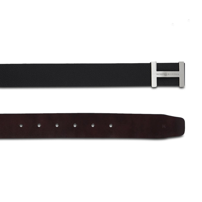 Tommy Hilfiger Alvaro Leather Reversible Belt Black + Cherry Large Size