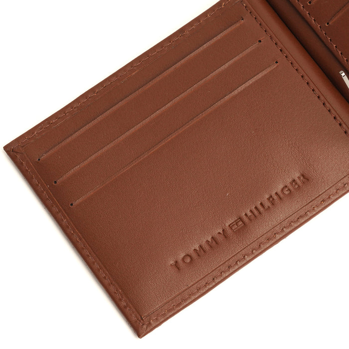 Tommy Hilfiger Maxx Moneyclip Menbs Printed Leather Wallet Tan
