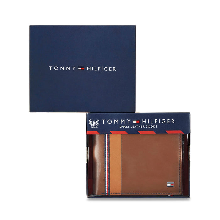Tommy Hilfiger North Mens Leather Global Coin Wallet Tan