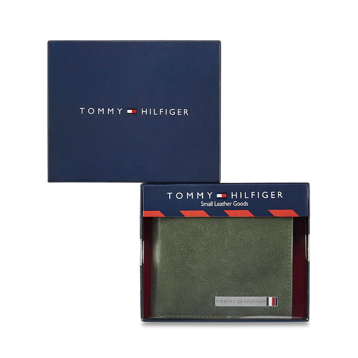 Tommy Hilfiger Woolly Mens Leather Global Coin Wallet Olive