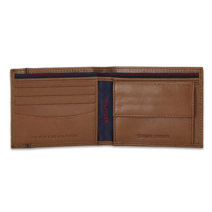 Tommy Hilfiger Ramiro Mens Leather Global Coin Wallet Tan