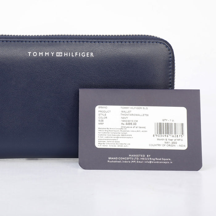 Tommy Hilfiger Ontario Womens Leather Zip Around Wallet navy