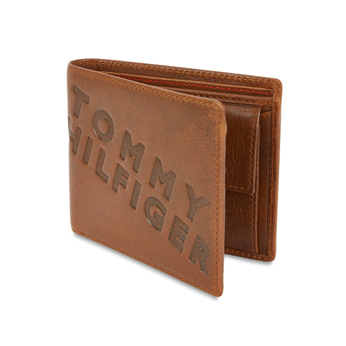 Tommy Hilfiger Oliver Mens Leather Global Coin Wallet Tan