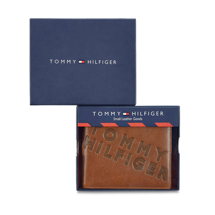 Tommy Hilfiger Oliver Mens Leather Global Coin Wallet Tan