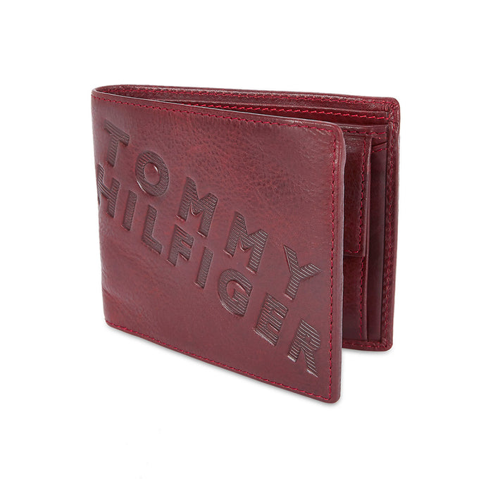 Tommy Hilfiger Oliver Mens Leather Global Coin Wallet Burgundy