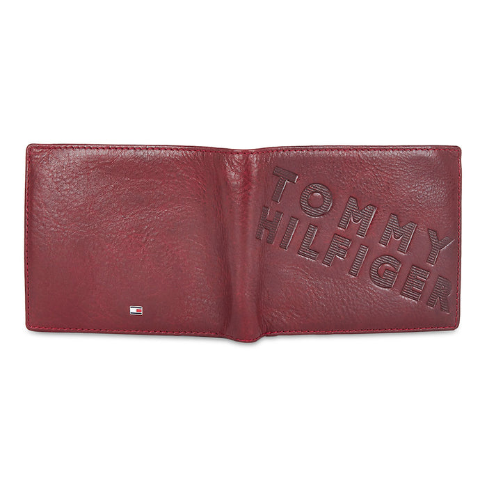 Tommy Hilfiger Oliver Mens Leather Global Coin Wallet Burgundy