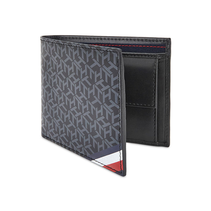 Tommy Hilfiger Thomas Mens Leather Global Coin Wallet Black