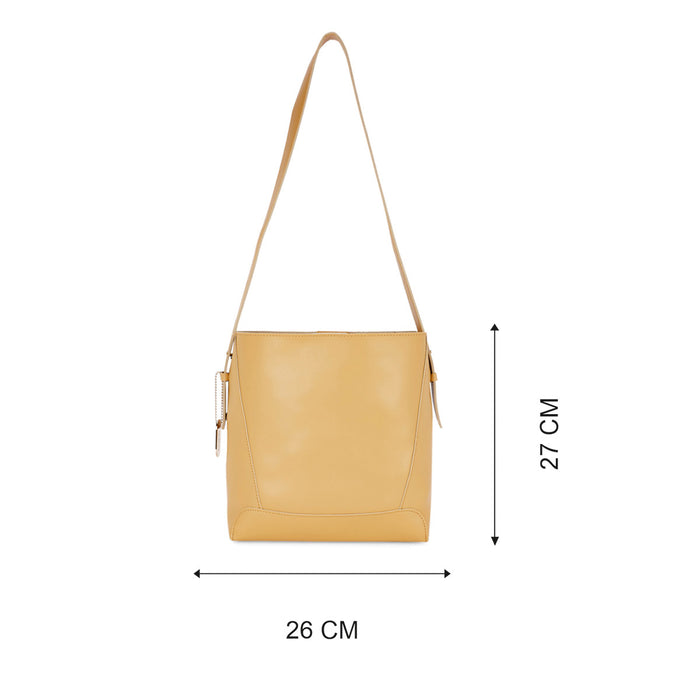 Sugarush Khloe Womenbs Vegan Leather Tote Bag With Detachable Strap Beige