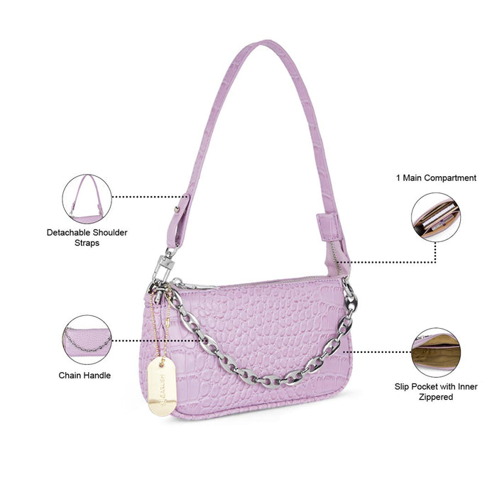 Sugarush Adriana Textured Womenbs Vegan Leather Sling Bag Purple
