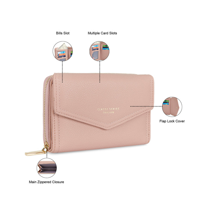Sugarush Thalia Womens Vegan Leather Wallet Pink