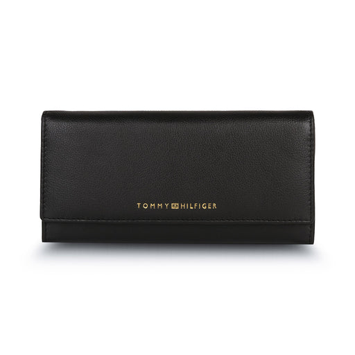Tommy Hilfiger Taliyah Womens Leather Flap Wallet Black