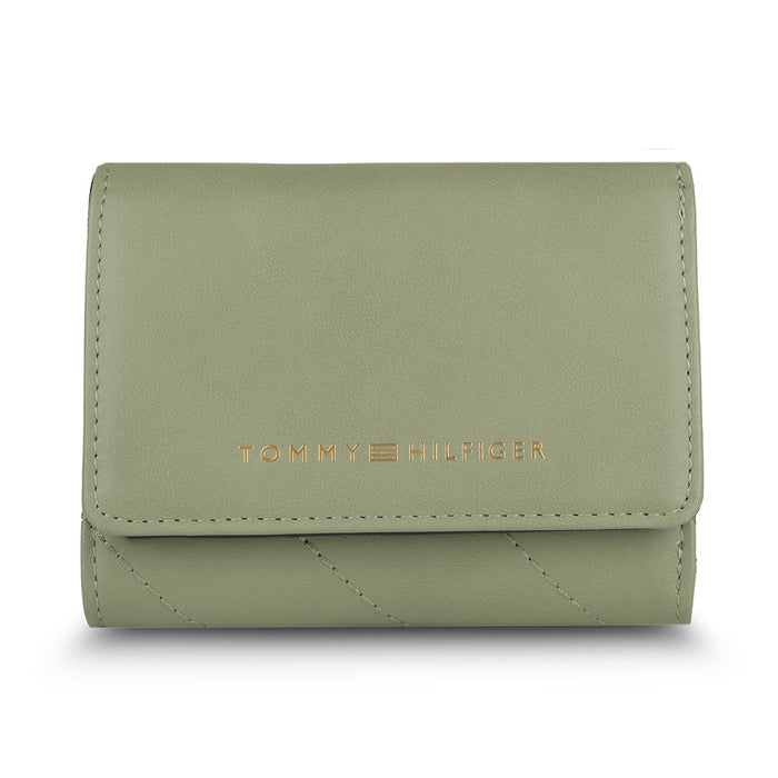 Tommy Hilfiger Zola Womenbs Leather Small Wallet Olive