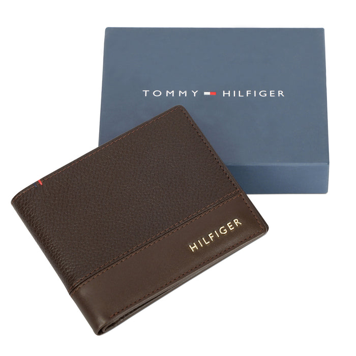 Tommy Hilfiger Aurelio Mens Leather Global Coin Wallet Brown