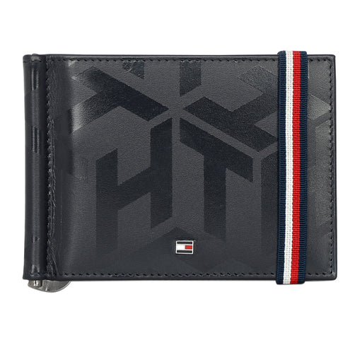 Tommy Hilfiger Reich Mens Leather Money Clip Wallet Navy